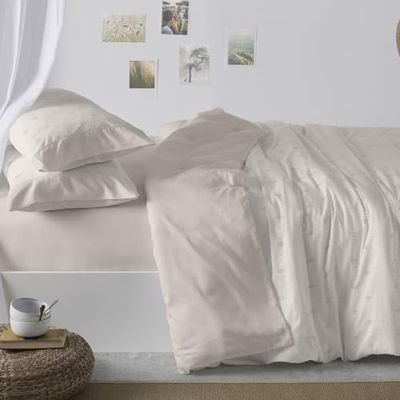 Burrito Blanco Set Copripiumino Flanella, Cotone, Beige, Ancho de 90 cm