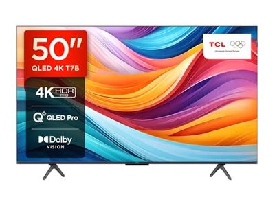 TCL 50T7B, TV QLED 50”, 4K Ultra HD, Google TV (Dolby Vision & Atmos, Controllo vocale hands-free, compatibile con Google assistant & Alexa)