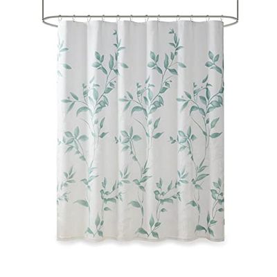 Madison Park Cecily, tenda da doccia, lussuosa stampa con foglie botaniche, decorazione moderna per il bagno, lavabile in lavatrice, 183 x 183 cm, schiuma di mare