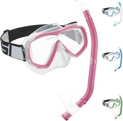 Cressi Set Estrela VIP Jr Kit de snorkeling, unissexo para crianças, transparente/rosa, Uni
