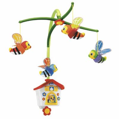 Chicco Bijenkorf Baby Mobiel, Muziekmobiel voor Ledikant en Wieg met Kleurrijke Bijen en Ontspannende Muziek, Verstelbare Arm voor Ledikant en Wieg – Baby Speelgoed 0+ Maanden