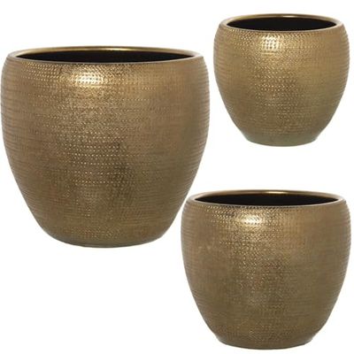 Alexandra House Living Set de Maceteros Dorado Cerámica (3 Piezas) - EAN: 8427701602449