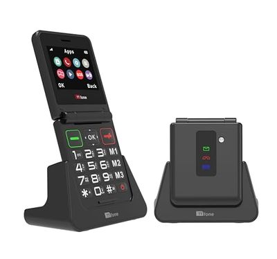 TTfone TT660 Teléfono móvil para Personas Mayores - Diseño Plegable, Botones Grandes, Asistencia de Emergencia, Larga duración de batería (con Cargador de Base)
