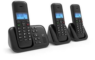 BT 3960 Cordless Landline House Phone, Nuisance Call Blocker, Do Not Disturb button, Answer Machine, Trio Handset Pack