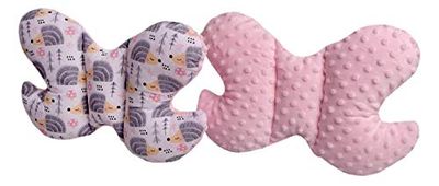 Medi Partners Oreiller pour bébé Papillon 100% coton en peluche Minky pour enfant soutien du cou pour voiture poussette voyage sommeil oreiller cervical rouleau de répétition
