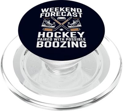 Pronóstico de fin de semana Hockey y alcohol Humor deportivo divertido PopSockets PopGrip para MagSafe