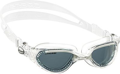 Cressi Flash Swim Goggles óculos de natação premium para adultos 100% anti-UV, transparente/branco/cinzento, tamanho único