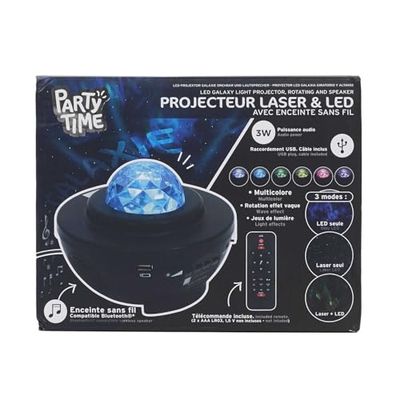 PARTY TIME, LA10440, Rotating LED Projector, Project The Galaxy Indoors While Enjoy Music with Built-in Speaker And Practical Size, 16.4 x 13 x 16.2 cm