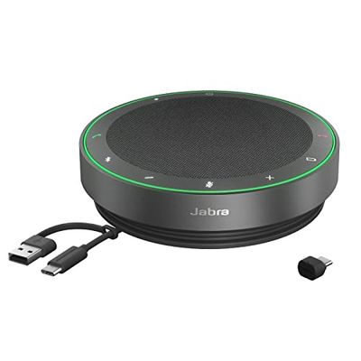 Jabra Haut-Parleur Bluetooth sans Fil Speak2 75 avec Adaptateur Bluetooth USB-C, 4 micros antibruit et Haut-Parleur 65 mm Pleine Gamme - Certifié pour Zoom et Google Meet - Gris foncé