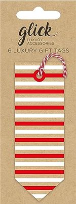 Glick Christmas Tags, Gift Tags for Christmas, Candy Canes, Red & White Striped x Multipack 6