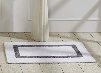 Better Trends 100% Cotton in Race Track Pattern, White & Gray, 1'9" x 2'10" (21" x 34" Rectangle)