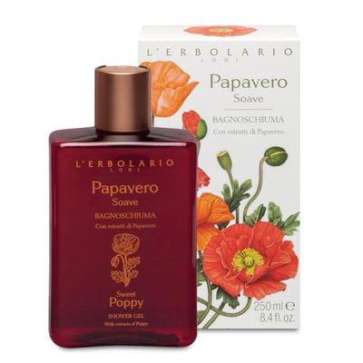 L'Erbolario Bagno Schiuma Papavero Soave - Detergente ad Azione Antiossidante per una Pulizia Delicata - Estratti di Papavero - per un Momento di Puro Relax - Made in Italy - 250 ml
