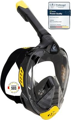 CRESSI Bali Full Face Mask Black/Yellow S/M-Masque Intégral de Plongée en Apnée pour Adulte, Large Vue Dégagée, Système Anti Buée, Respiration Facile Sécurité Avant Tout, Noir/Jaune, S/M
