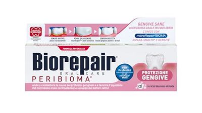 Biorepair, Zahnpasta zum Schutz des Zahnfleisches Peribiom, bekämpft und previene Zahnfleischprobleme, mit Probiotika, feuchtkeitsspendende Hyaluronsäure, ohne Fluor, 75 ml