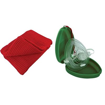 HypaGuard Warm Cotton Blanket (100% Cotton) Generously Sized 150 x 200cm Red & HypaGuard Pocket CPR Face Mask for Resuscitation