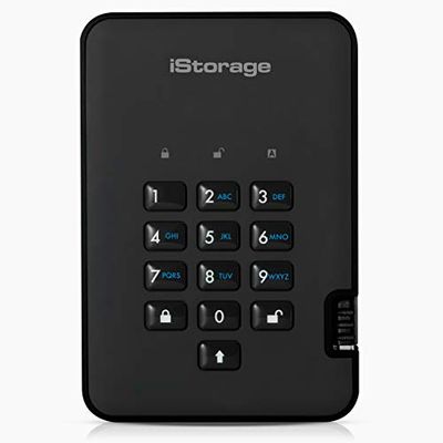 iStorage diskAshur2 SSD 256GB Nero - SSD portatile sicuro - Protetto da password - Resistente alla polvere e all'acqua - Crittografia hardware