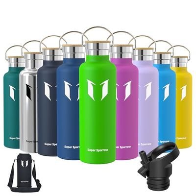 Super Sparrow Botella Agua Acero Inoxidable - Botella de Agua Deportes 750ml - Botella Termica Boca Estándar - Sin BPA, para Niños & Adultos, Deporte, Oficina, Yoga, Ciclismo