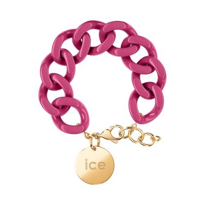 ICE - Jewellery - Chain bracelet - Orchid - Gold - Roze XL mesh armband voor vrouwen met gouden medaille (020928)