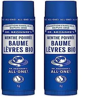 Stick à Lèvres Bio Menthe Poivrée Dr Bronner's 4 gr (Lot de 2)