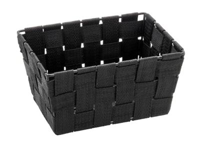WENKO Panier de salle de bains Adria Mini, long noir - panier de bain Capacité: 2.178 l, Polypropylène, 19 x 9 x 14 cm, Noir