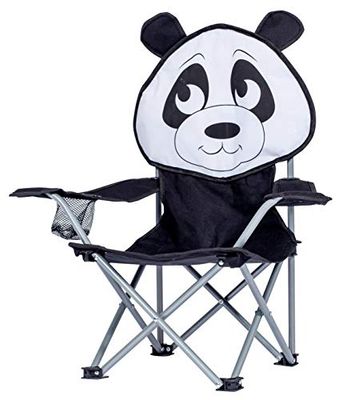 Cao klapstoel voor kinderen, Panda H63 zitvlak H22 x 33 x 33 cm, stalen buis, polyester 600D, unisex, zwart en wit, 33 x 33 x 66 cm