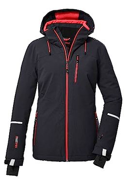 killtec Donne Giacca da sci/giacca funzionale con cappuccio staccabile con cerniera e ghetta antineve KSW 81 WMN SKI JCKT, black blue, 40, 39746-000