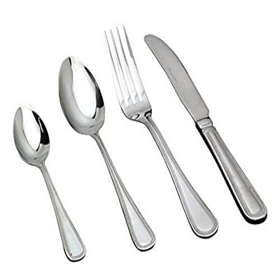 Genware NEV-TES-BD Tea Spoon, Bead Pattern (Pack of 12)
