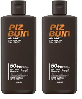 PIZ BUIN Allergy Protector Solar Corporal SPF 50+, Protección muy alta para pieles sensibles, Loción para el cuerpo, Protección UVA/UVB, Rápida absorción, 200 ml (Paquete de 2)
