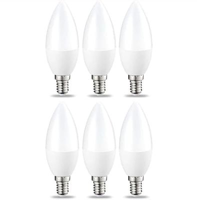 Confezione da 6 lampadine LED a candela da 4,5 W, attacco E14 ideale per lampade decorative e a sospensione in stile rustico (luce fredda)