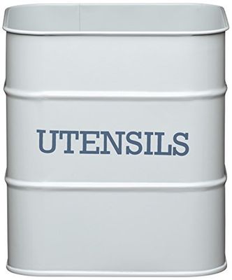 KitchenCraft Recipiente metálico para utensílios de cozinha, recipiente de armazenamento de cozinha para colheres de madeira, talheres e utensílios de cozinha/assado, 15 x 16 cm - cinzento francês