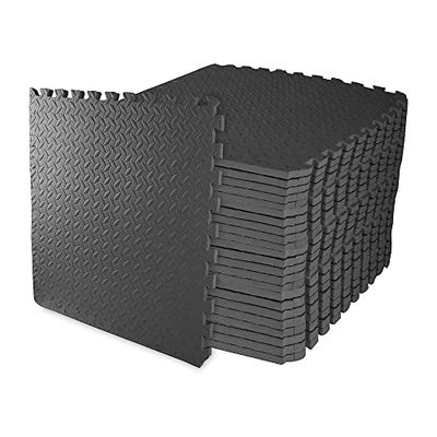 Signature Fitness Puzzle mata do ćwiczeń z piankowymi płytkami blokującymi z pianki EVA, do MMA, ćwiczeń, gimnastyki i domowej siłowni, wykładzina podłogowa, grubość 3/10.2 cm, 96 stóp kwadratowych,