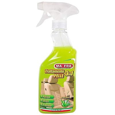 Mafra, Tratamento para couro 3 em 1, limpo, hidrata e protege as superfícies interiores do carro, com aloé vera e cera natural, evita rugas e rachas, tamanho 500 ml