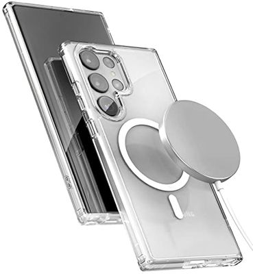 Encased Magnetische hoes met draadloze oplader - Ontworpen voor Samsung Galaxy S23 Ultra - Beschermend hybride ontwerp, compatibel met MagSafe, kristalhelder (S23-ULTRA 6,8 inch 2023)