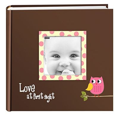 Pioneer Photo Albums EV-246FB/O 200-Pocket Baby Uil Gedrukt Designer Frame Cover Fotoalbum, Roze, 10 x 15,5 cm