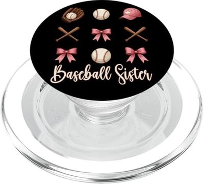 Béisbol Hermana Funny Coquette Bow Baseball Sister PopSockets PopGrip para MagSafe