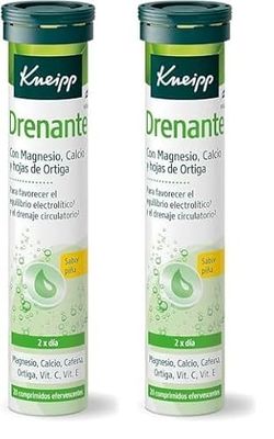 Kneipp, Vitamina Drenante con Magnesio, Calcio, Cafeína, Vitaminas E y C y Ortiga, Ideal para Reducir la Celulitis, Retención de Líquidos y Piernas Cansadas, Efecto Diurético, 20 Comprimidos
