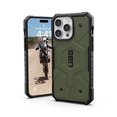 URBAN ARMOR GEAR Pathfinder Funda Compatible con Apple iPhone 15 Pro MAX [Compatible con Carga inalámbrica/magnética, protección contra caídas estándar Militar] Olive Drab