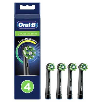 Oral-B Crossaction 80348202 Testine per spazzolino, Nero, 4 Pezzi