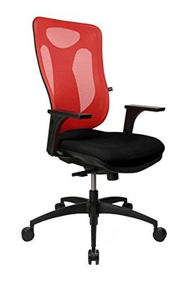 Topstar Net Pro 100 Chaise de Bureau avec accoudoirs réglables en Hauteur Noir/Rouge