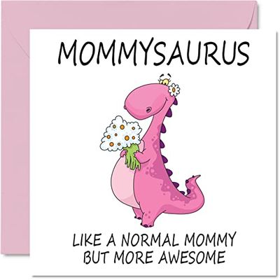 Verjaardagskaarten voor mama - Mommysaurus - mama verjaardagskaart van dochter zoon, gelukkige verjaardag mammie, moeder dinosaurus verjaardagskaart, 145 mm x 145 mm seizoensgebonden moederdag mama