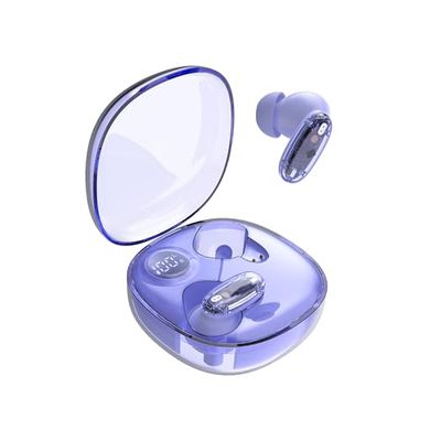 Mars Gaming MHIB2, Bluetooth 5.4 Oordopjes, Indringend Geluid, Ergonomisch Halftransparant en Ultracompact Ontwerp, 24 Uur Afspeeltijd, Draadloze Oordopjes met Oplaadcase en LED-indicator, Paars​