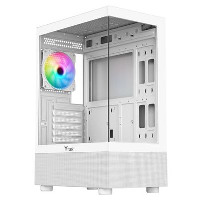 Itek Case SHOWBUI 33W - Gaming Tower ATX- 12cm ARGB fan - USB3 - Side & Front Panel Temp Glass - White Edition