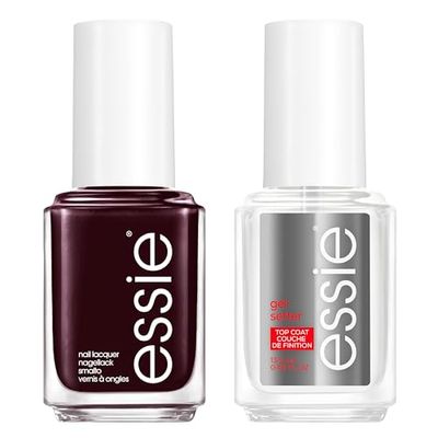 Essie Rutina de uñas con esmalte de uñas clásico, Tono Wicked y Top Coat Gel Setter acabado gel brillante