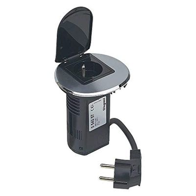 C2G 80849 Legrand 2P+E USB Charger French Standard Power Desk Grommet Socket with 2 m Cord - Black