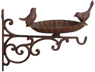 Esschert FB163 - Soporte de pared con comedero para pájaros (hierro fundido, 22 x 26 x 28 cm)