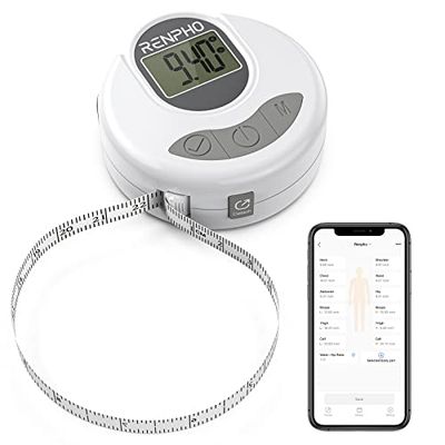 RENPHO Metro Sarta Smart a Nastro Digitale, Misurazione Bluetooth, Perdita di Peso, Aumento Muscolare, Retrattile, Misura Delle Circonferenze Del Corpo