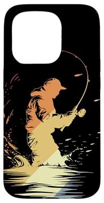 Vintage Fishing Guy Graphic Angler Case for iPhone 15 Pro
