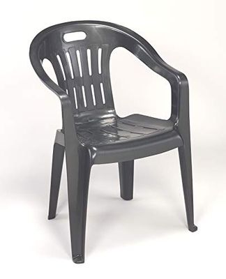 Dmora - Chaise empilable à dossier bas avec accoudoirs, Made in Italy, 56 x 55 x 78 cm, Couleur anthracite