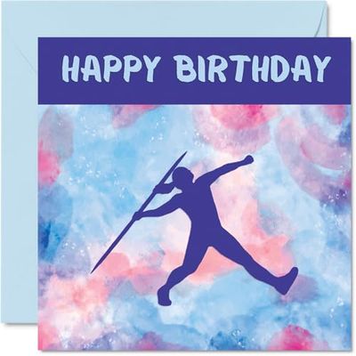 Sport Verjaardagskaarten voor Vrouwen Meisjes - Speerwerpen Meisjes in Sport - Speerwerpen Verjaardagskaart voor Vriend Zuster Dochter Nicht Teamgenoot Atleet, 145mm x 145mm Sport Atletiek Wenskaarten