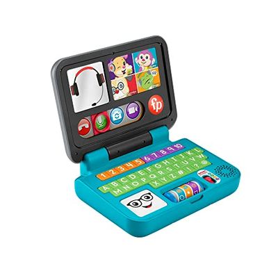 Fisher-Price Mon Premier Ordinateur Portable Rires & Éveil, Jouet électronique, Contenu éducatif Éveil Progressif, pour bébé dès 6 Mois, Version: UK-Anglais , HGW96